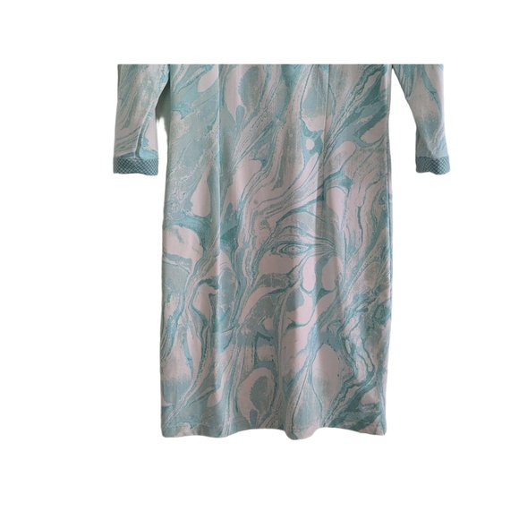 J McLaughlin Dress Women XS Turquoise White Pattern Sheath Casual Preppy Classic - Picture 7 of 14